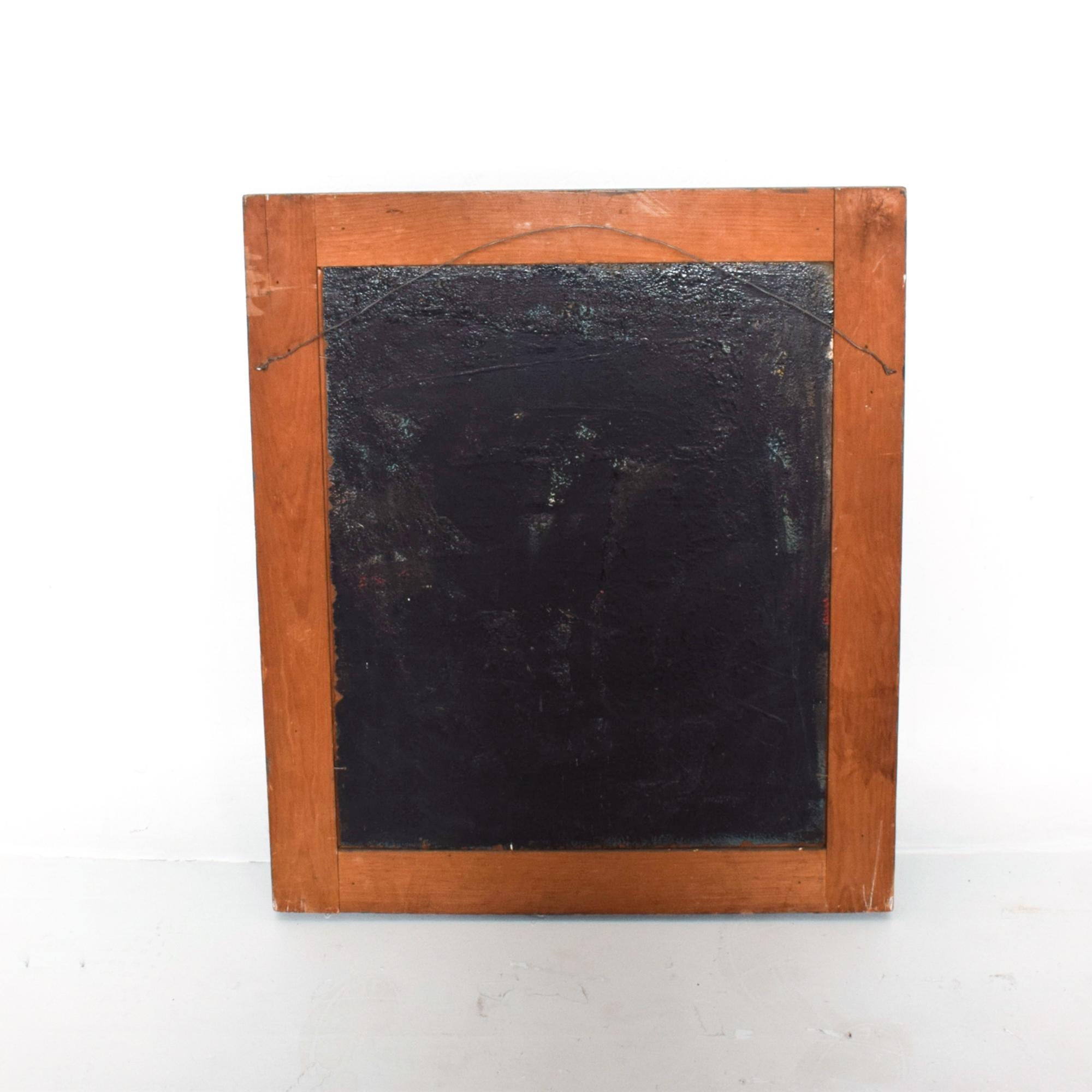 Bois  Peinture à l'huile moderne abstraite de Masonite, Dark Mystery, signée Worthington, années 1960  en vente