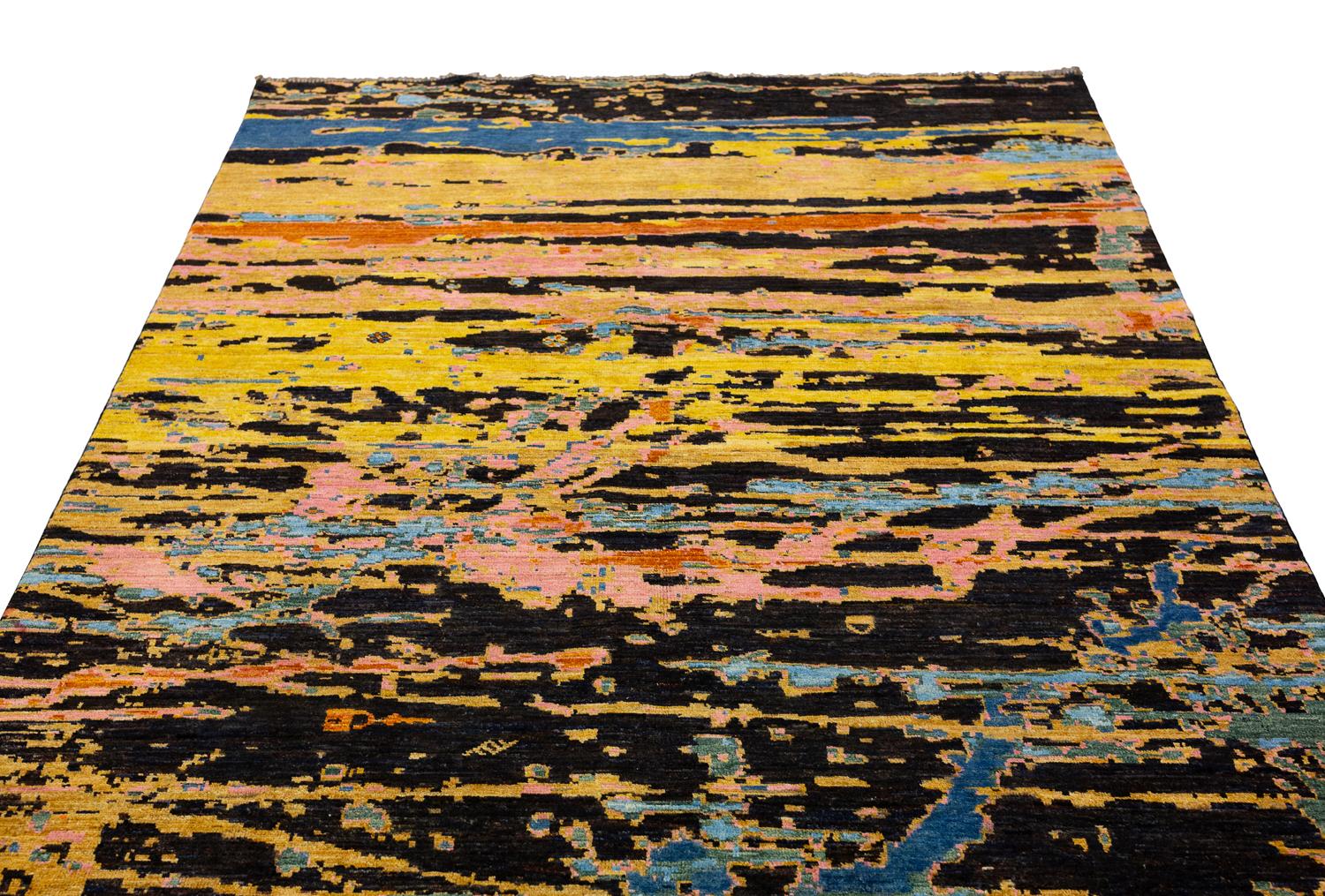 Hand-Knotted Modern Abstract Design Rug Yadan, 21st Century For Sale