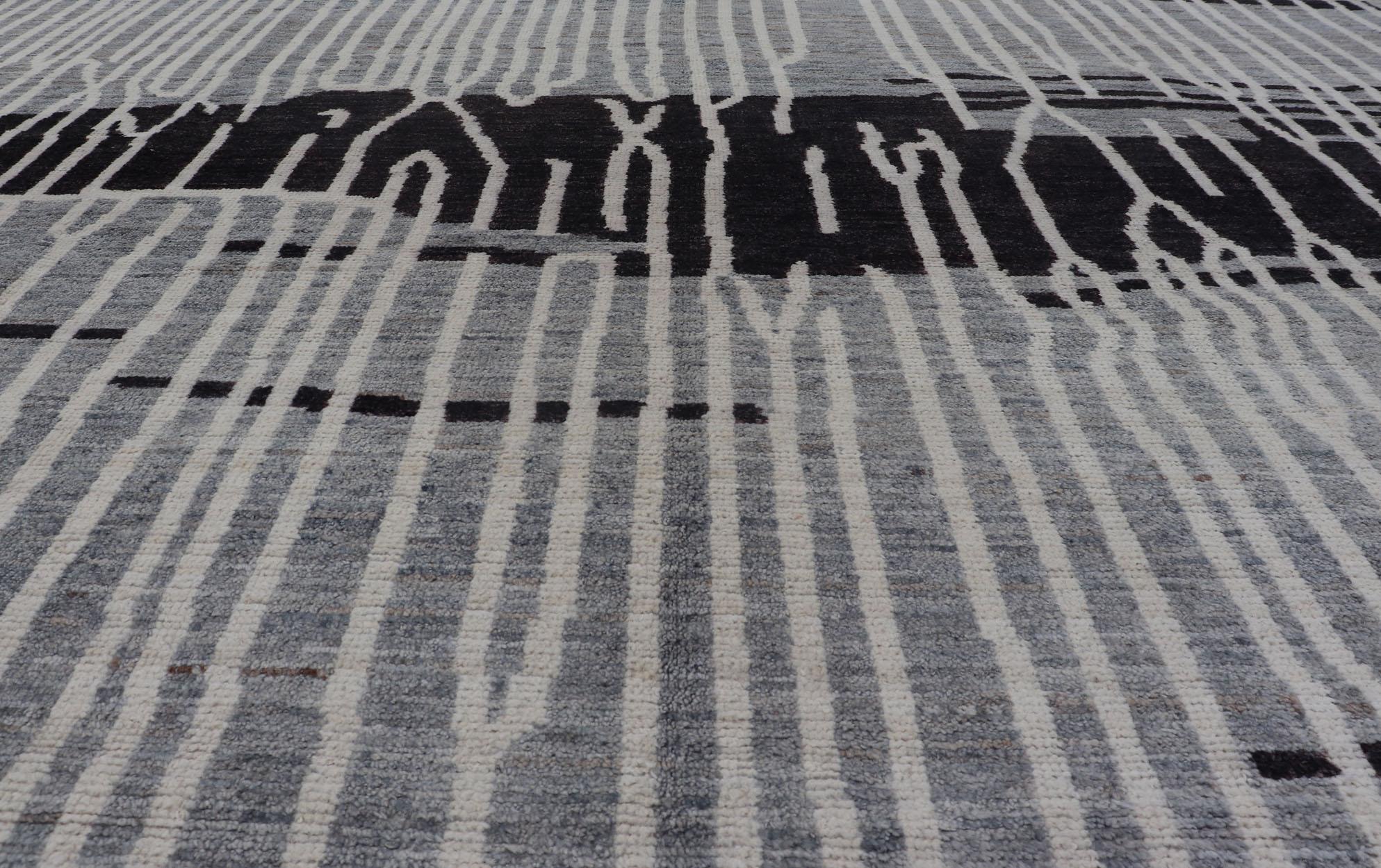 Keivan Woven Arts Marokkanischer Teppich aus handgeknüpfter Wolle mit abstraktem modernen Design im Angebot 7