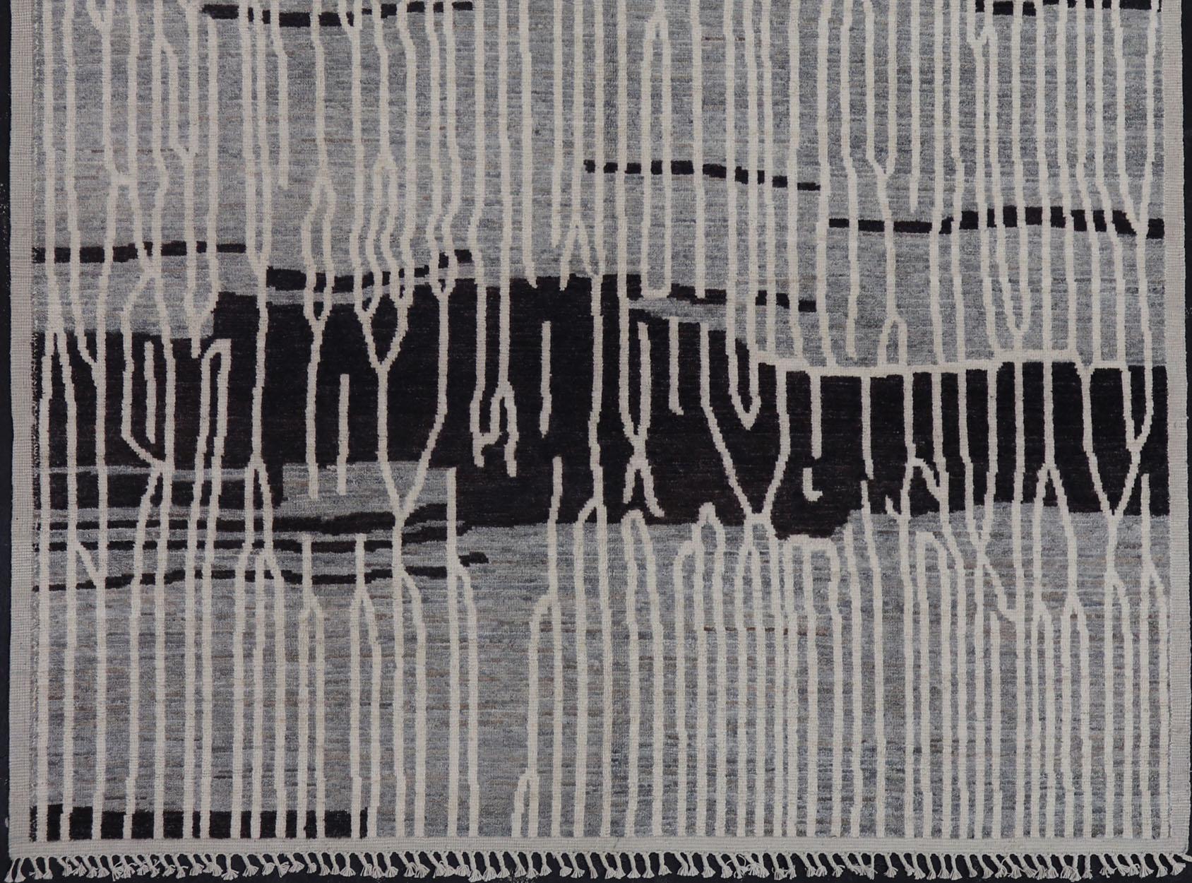 Keivan Woven Arts Marokkanischer Teppich aus handgeknüpfter Wolle mit abstraktem modernen Design im Angebot 2