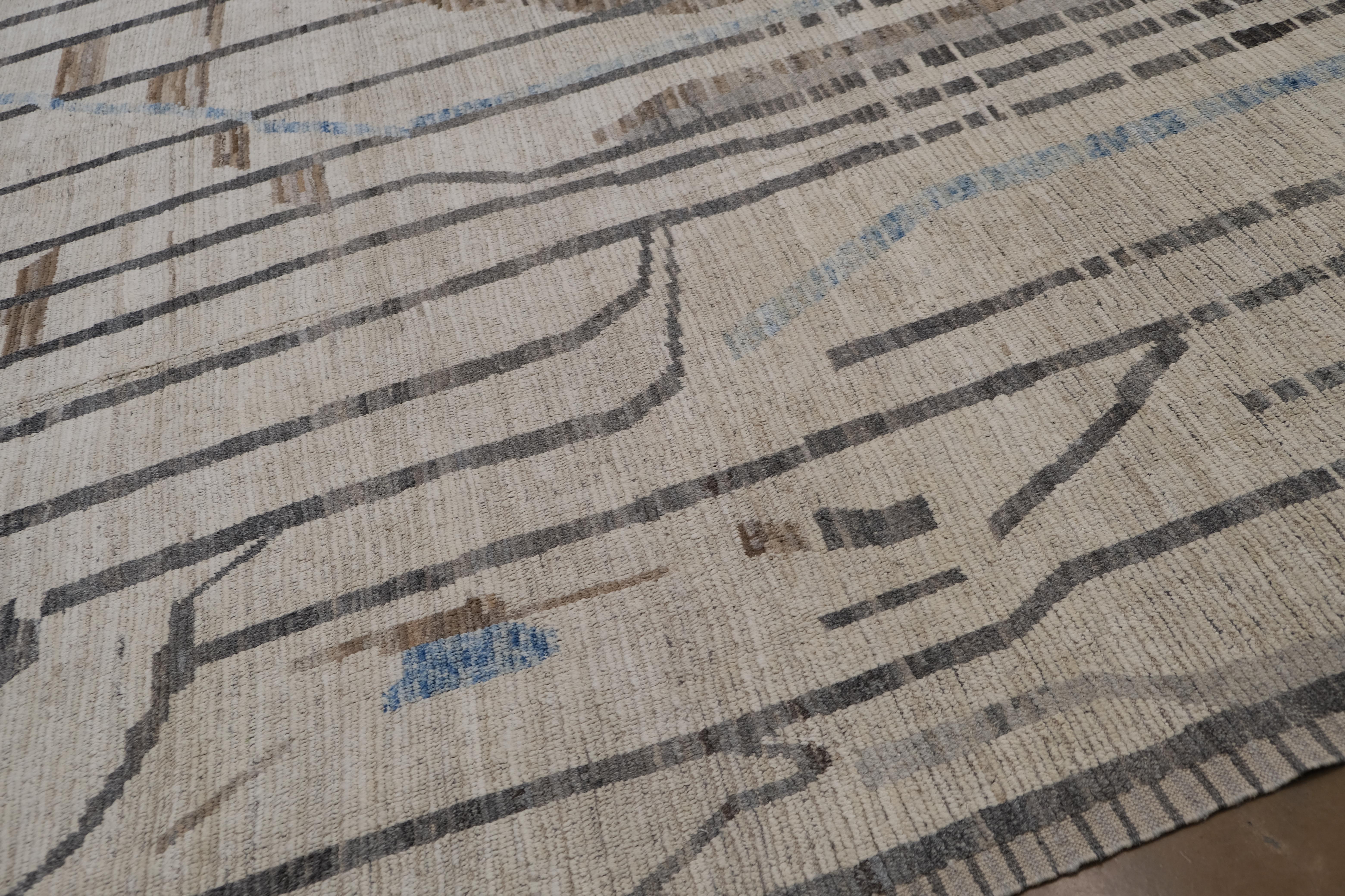 Moderner abstrakt gestalteter Wollteppich 13'5''x16'2'' im Zustand „Neu“ im Angebot in Torrance, CA