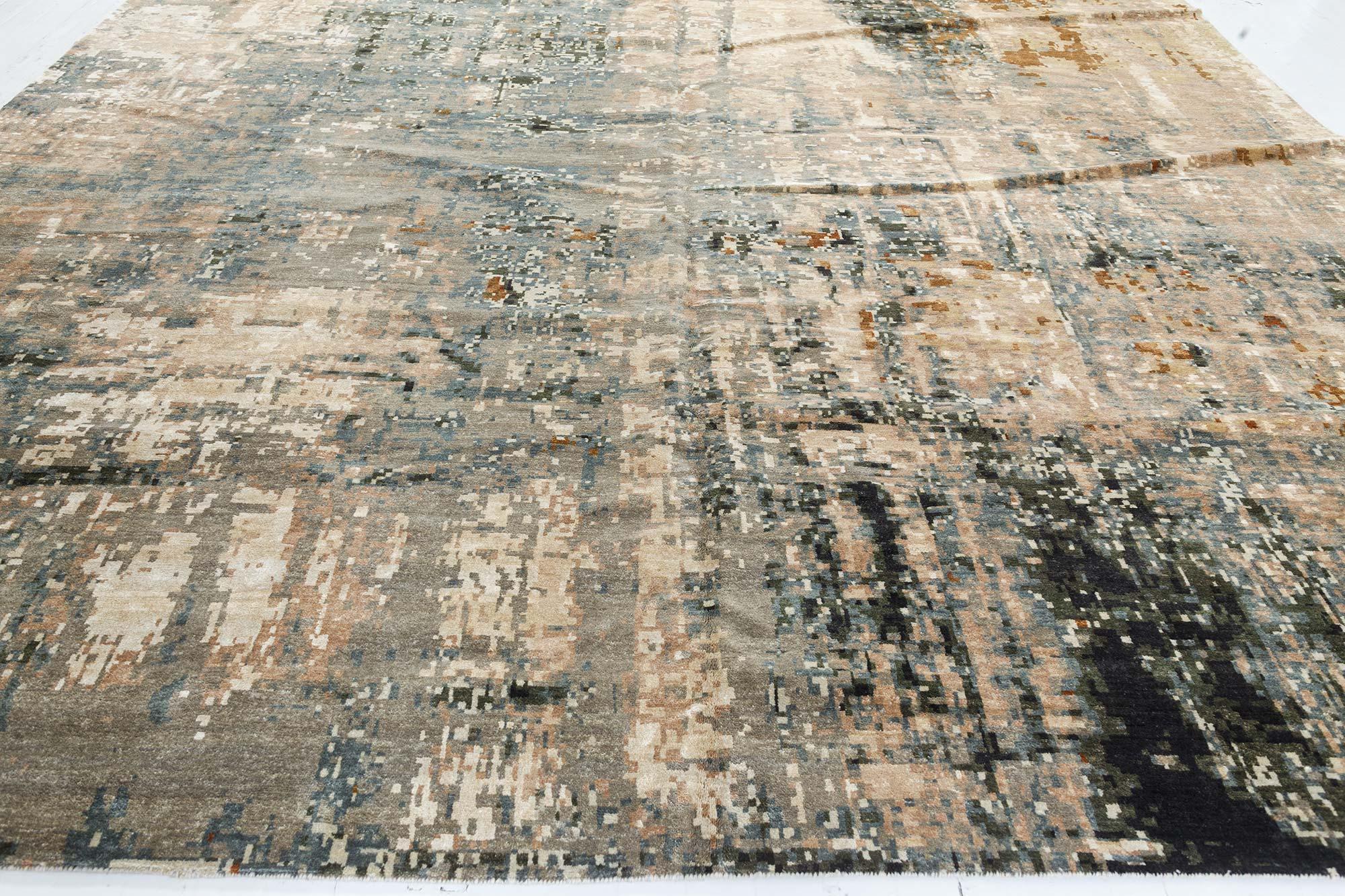 Tapis moderne abstrait « ère numérique » en laine et soie fait à la main par Doris Leslie Blau Neuf - En vente à New York, NY