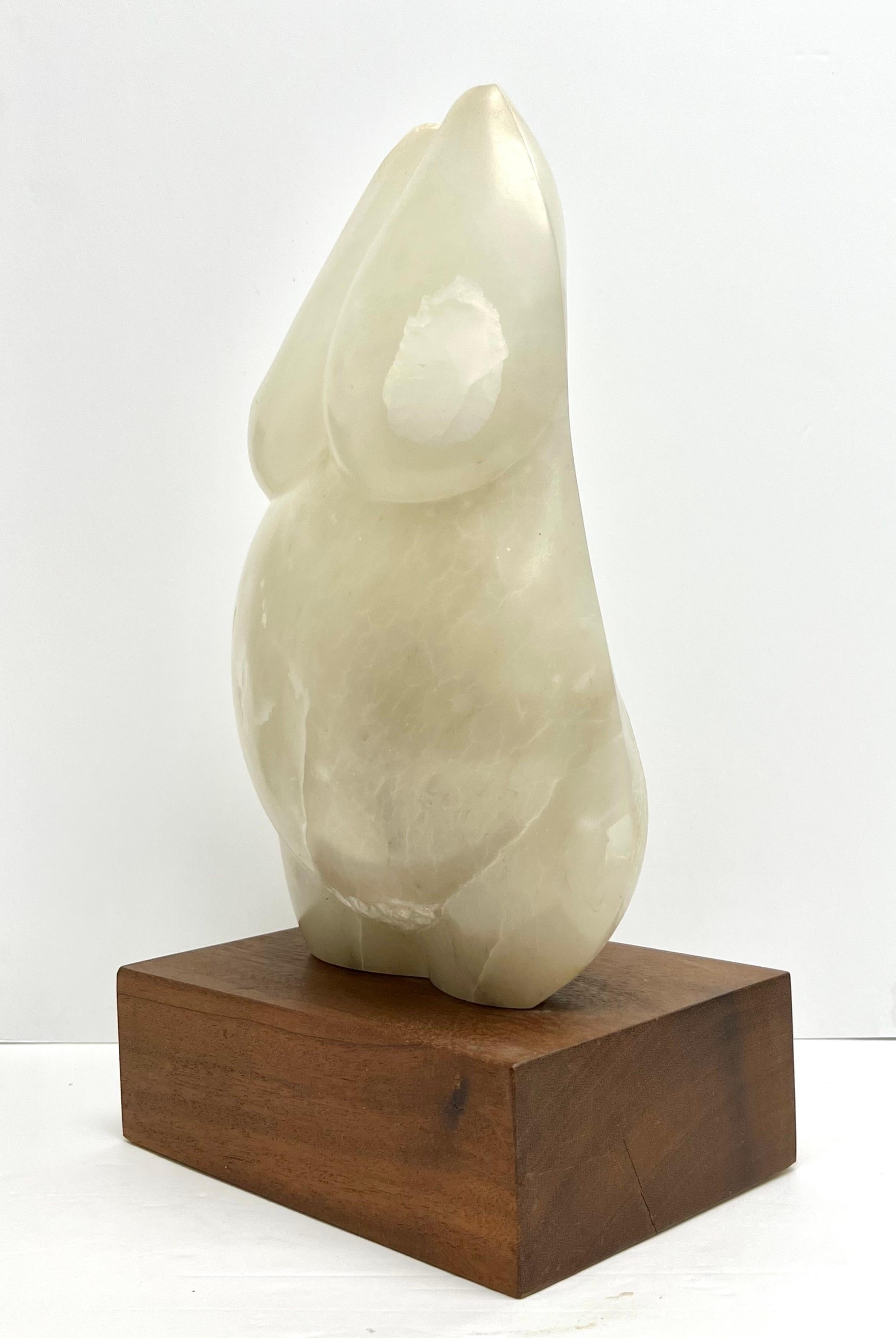 Modern Abstract Female Torso Sculpture on Walnut Base In Good Condition For Sale In Miami, FL