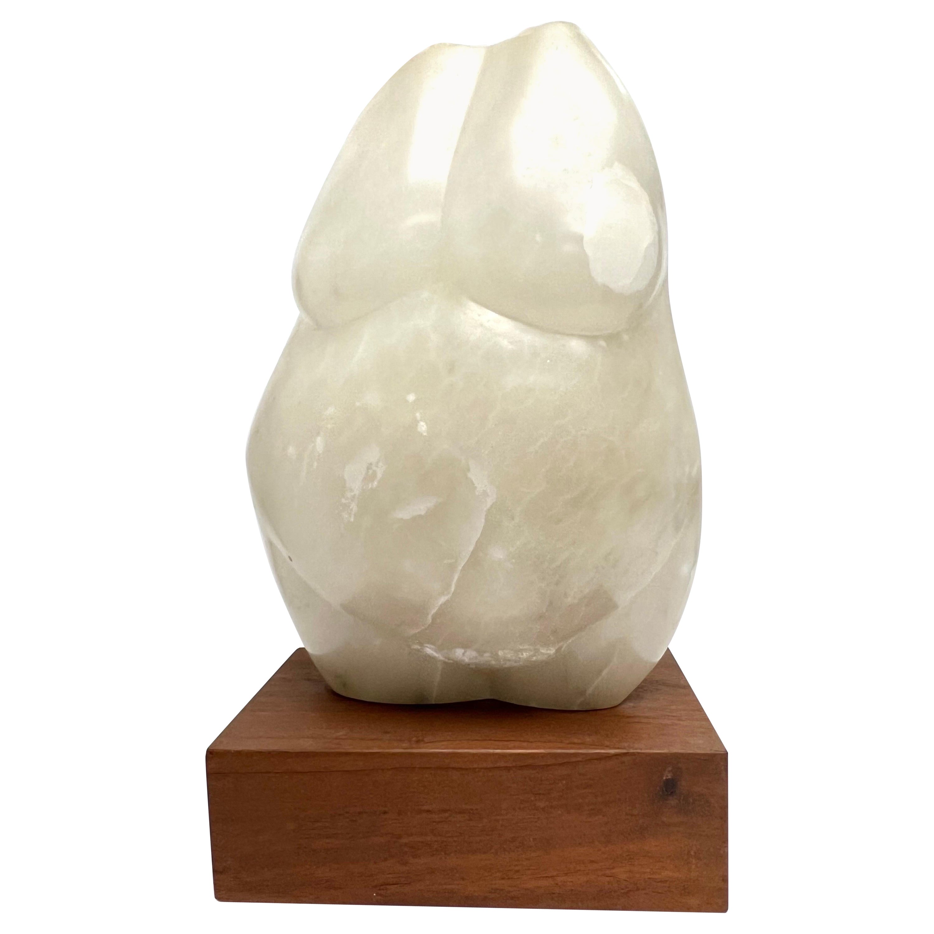 Modern Abstract Female Torso Sculpture on Walnut Base