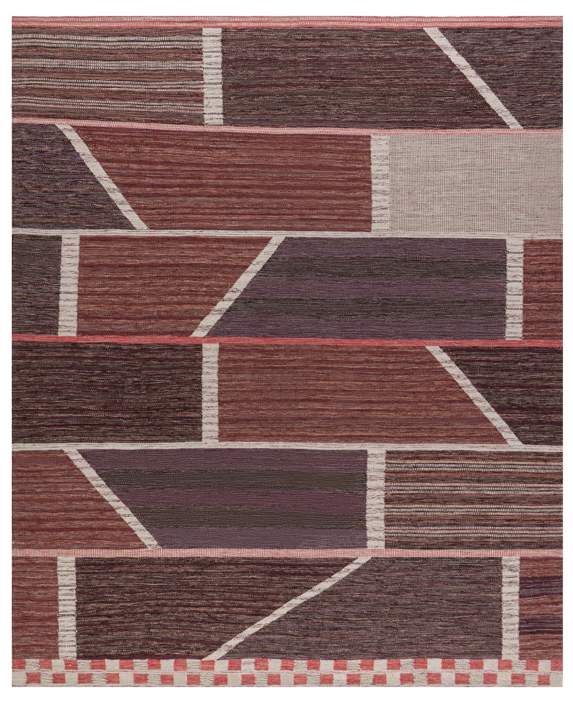 Modern Abstract Geometric Classic Taupe Flatweave Wool Rug by Doris Leslie Blau