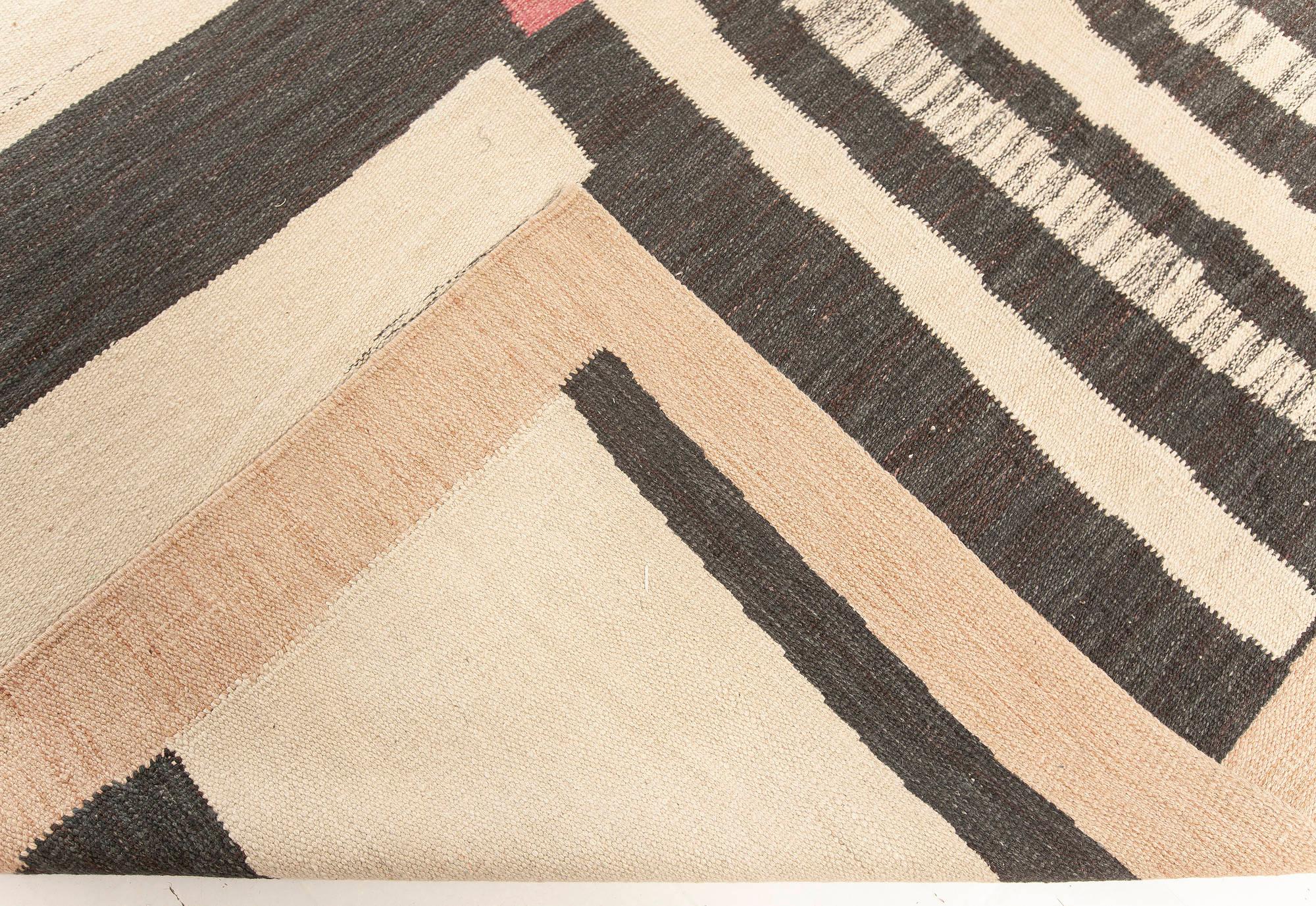 Lana Tappeto Kilim moderno astratto geometrico a trama piatta di Doris Leslie Blau in vendita
