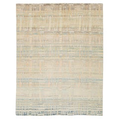 Modern Abstract Geometric Hand-Knot Wool Area Rug in Pastel Pastel Neutral Tones