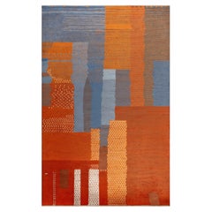Modern Abstract Geometric Light Gray Handmade Rug "Argilla" by Doris Leslie Blau