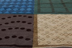 Modern Abstract Geometric Warm Tan Silk Carpet "Chromosaic" by Doris Leslie Blau