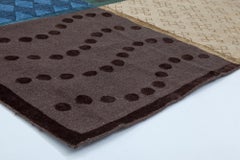 Modern Abstract Geometric Warm Tan Silk Rug "Chromosaic" by Doris Leslie Blau