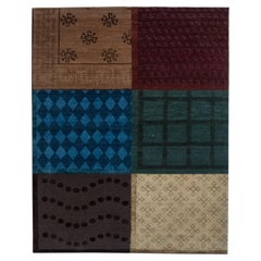 Modern Abstract Geometric Warm Tan Silk Rug "Chromosaic" by Doris Leslie Blau