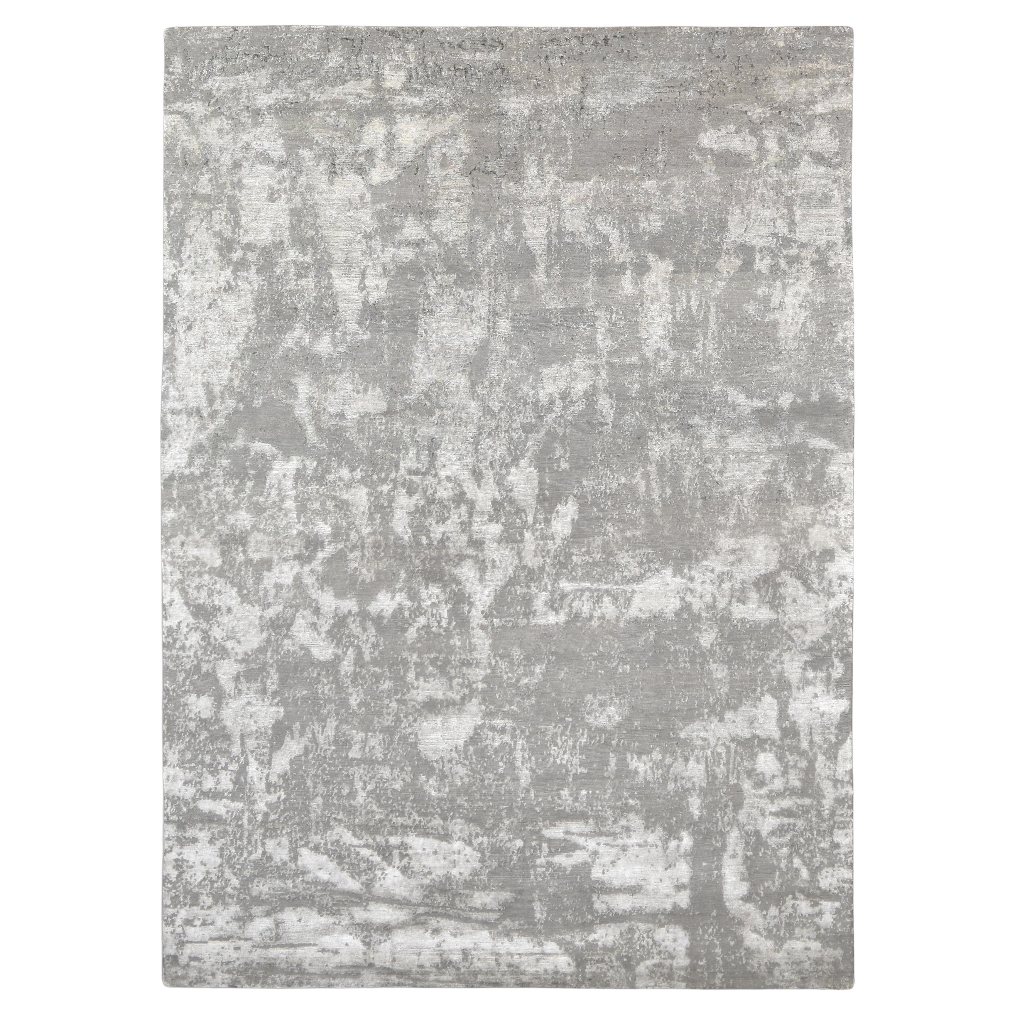 Tappeto moderno astratto grigio in misto lana annodato a mano 8'9''x12'4''