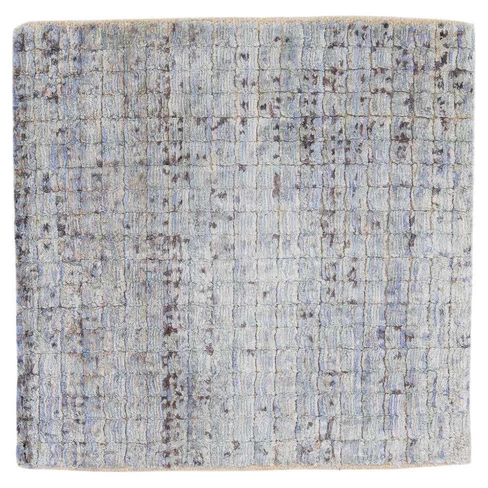 Modern Gray Handmade Geometric and Textured Custom Wool Rug For Sale at ...