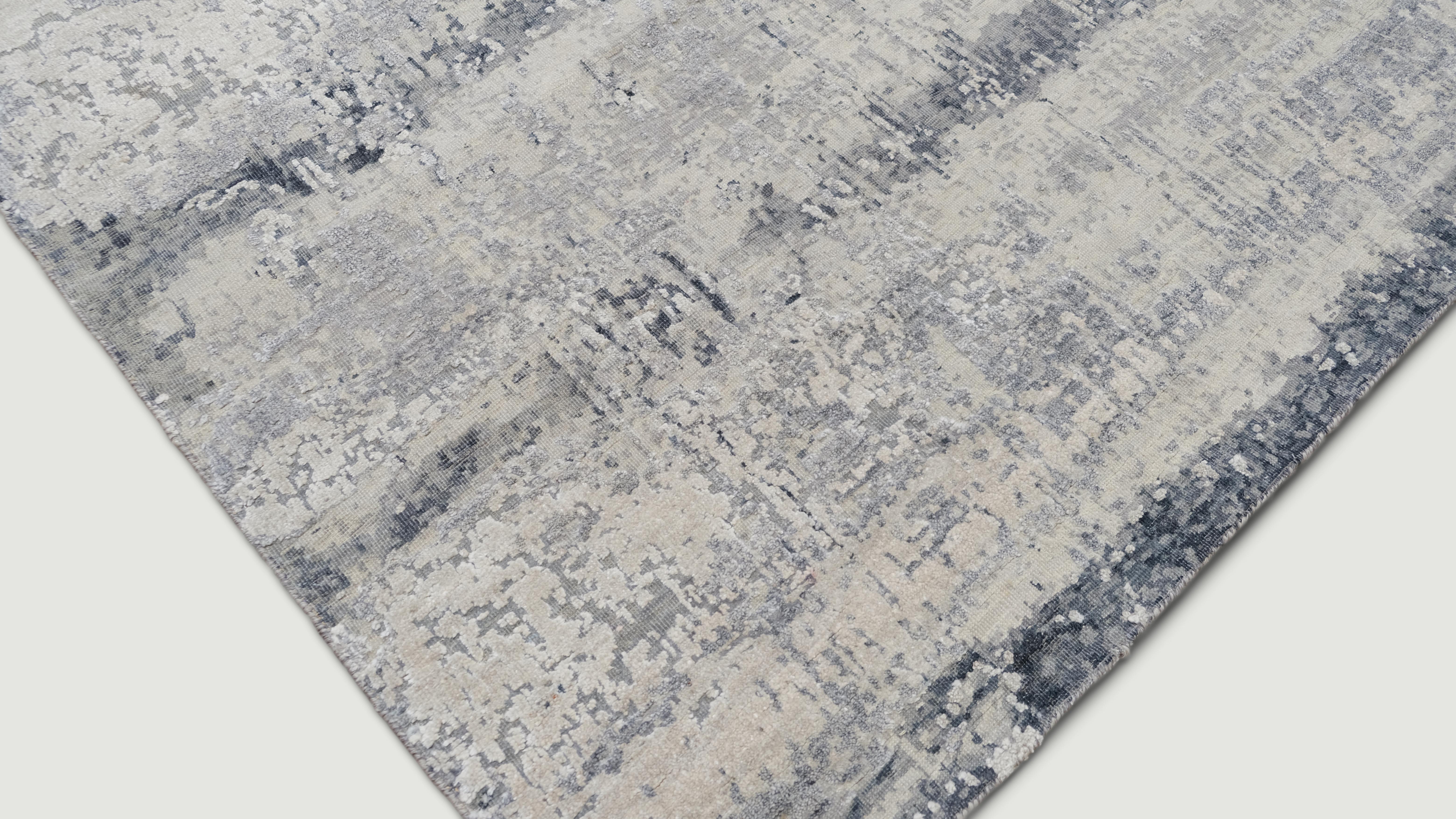 Tappeto moderno astratto in lana e seta grigio e avorio 8'11''x12' In condizioni Nuovo in vendita a Torrance, CA