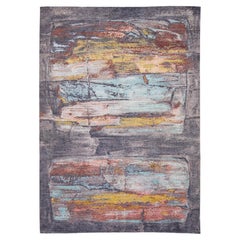 Modern Abstract Hand-Knotted Wool Area Rug – Rothko Style in Charcoal and Rust
