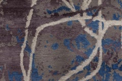 Modern Abstract Interwoven Slate Gray Silk Oversized Rug "Confluence"