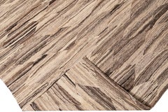 Modern Abstract Kilim Flatweave Beige Oversize Wool Rug