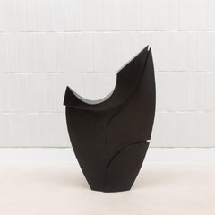 Modern Abstract L Sculpture in Black Oak by Patrick Coard Paris