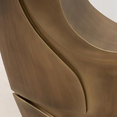 Modern Abstract L Sculpture in Bronze Patina Brass by Patrick Coard Paris