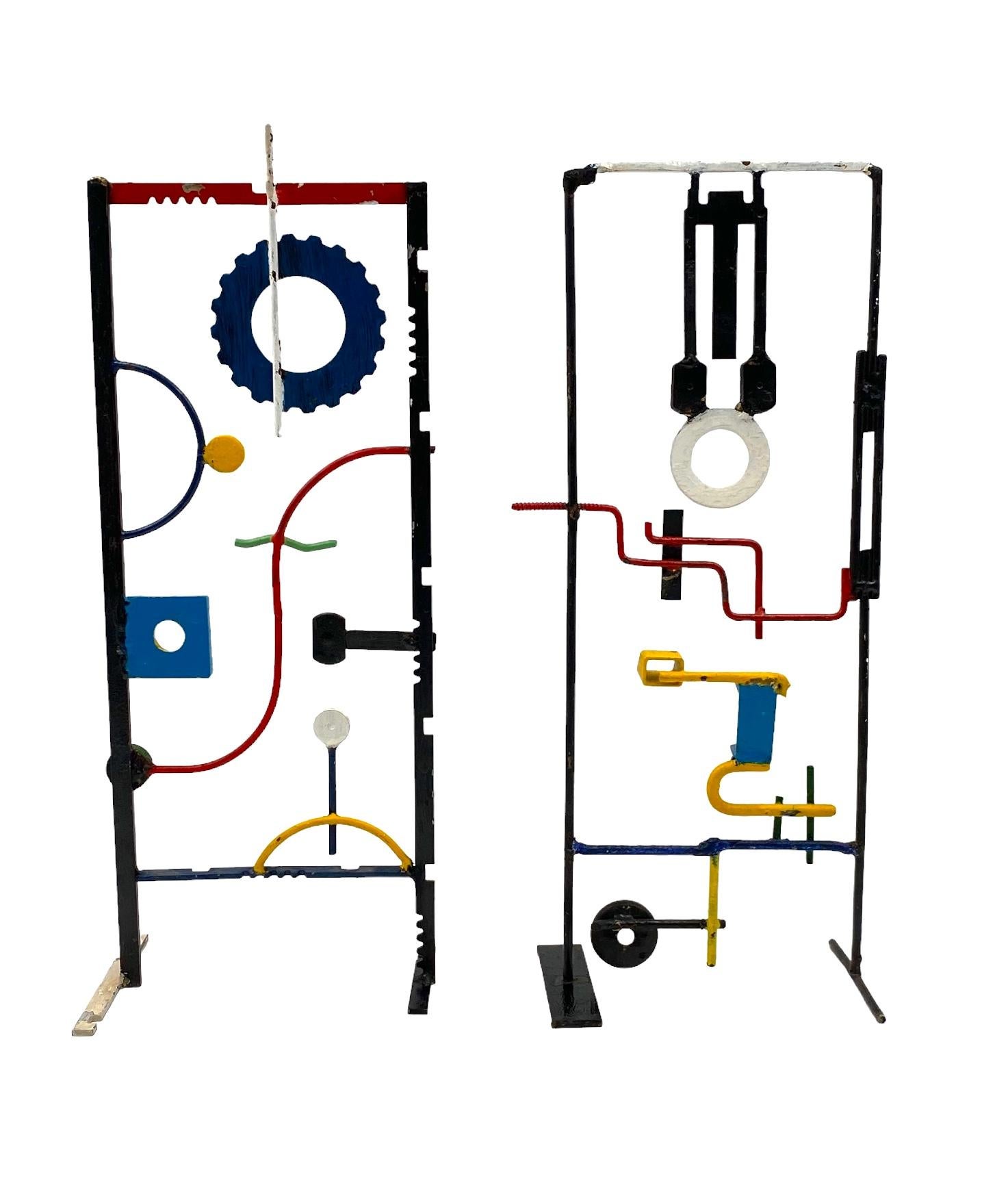 Modern abstract lacquered metal set of 2 sculptures, France ca. 1930 For Sale 9
