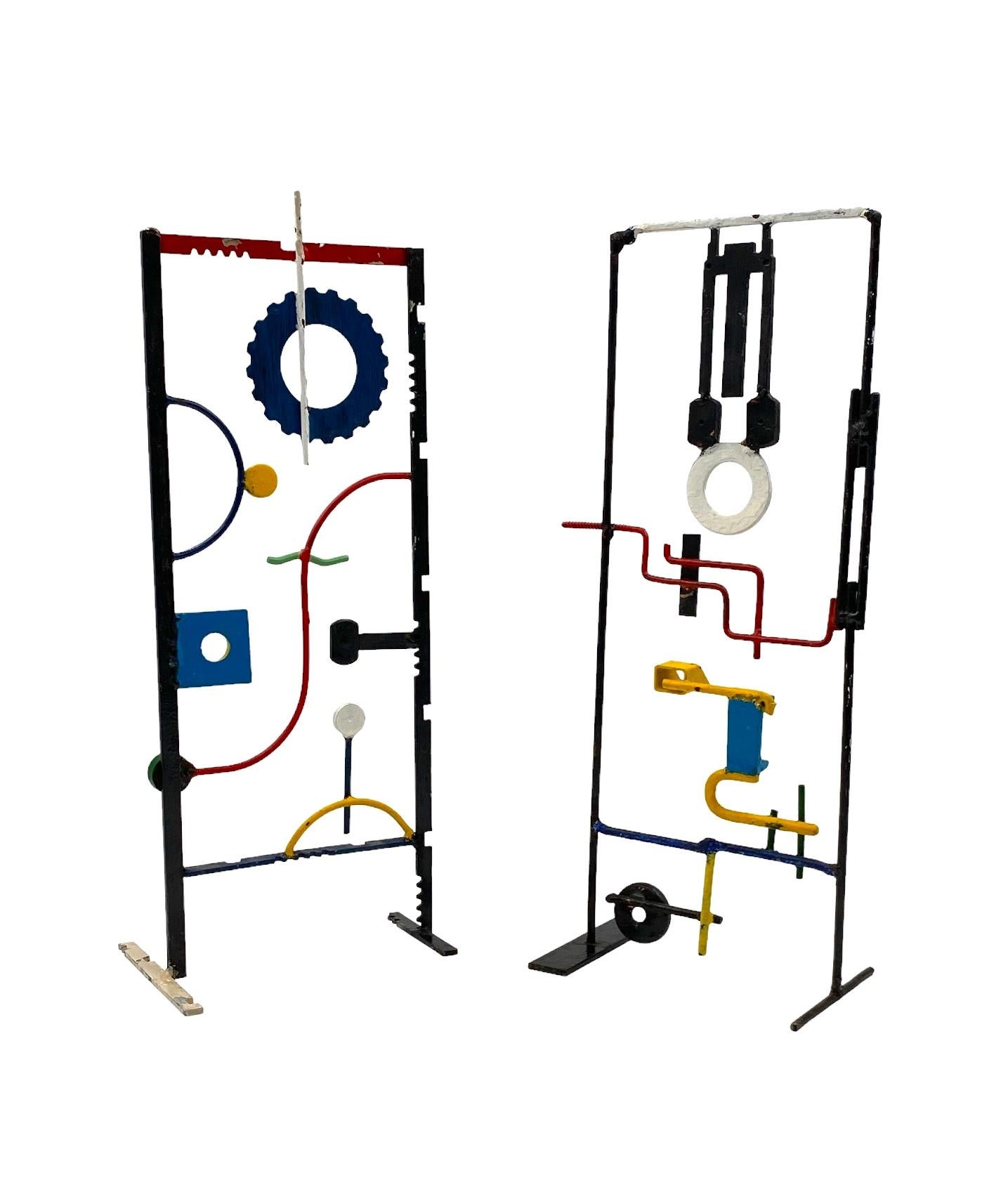 Modern abstract lacquered metal set of 2 sculptures, France ca. 1930 For Sale 11