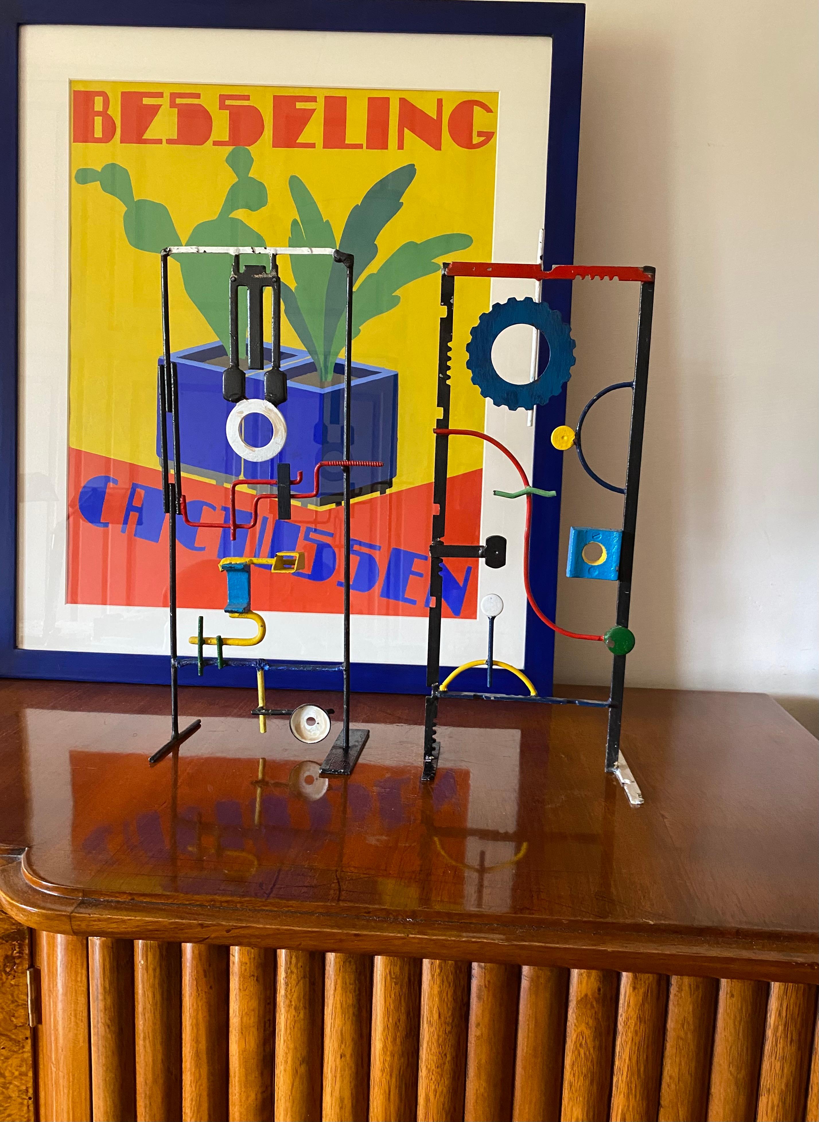 Other Modern abstract lacquered metal set of 2 sculptures, France ca. 1930 For Sale