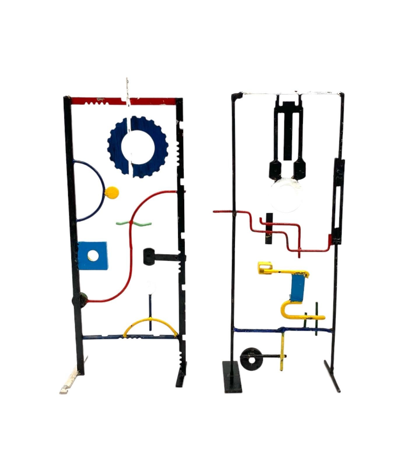 Mid-20th Century Modern abstract lacquered metal set of 2 sculptures, France ca. 1930 For Sale