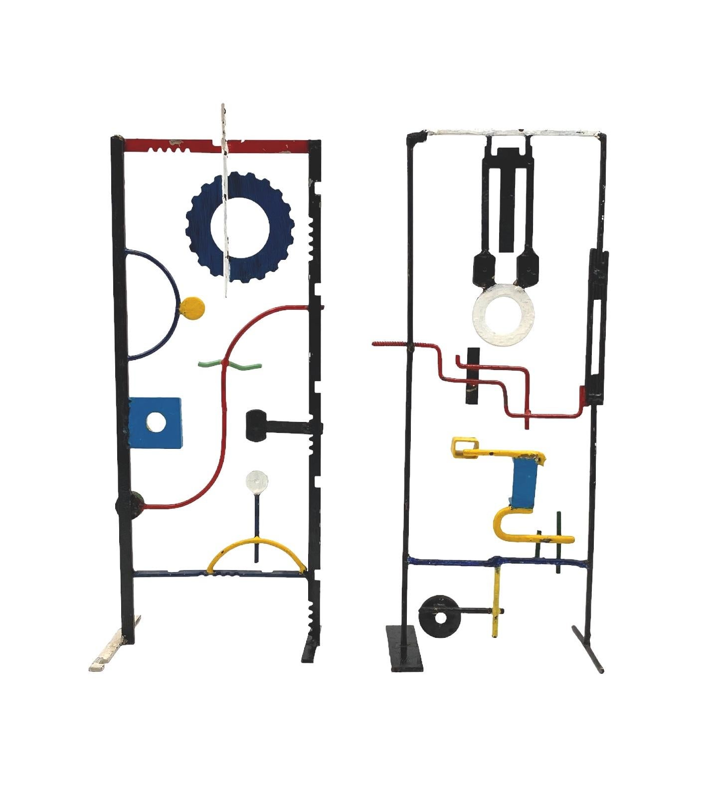 Modern abstract lacquered metal set of 2 sculptures, France ca. 1930 For Sale 1