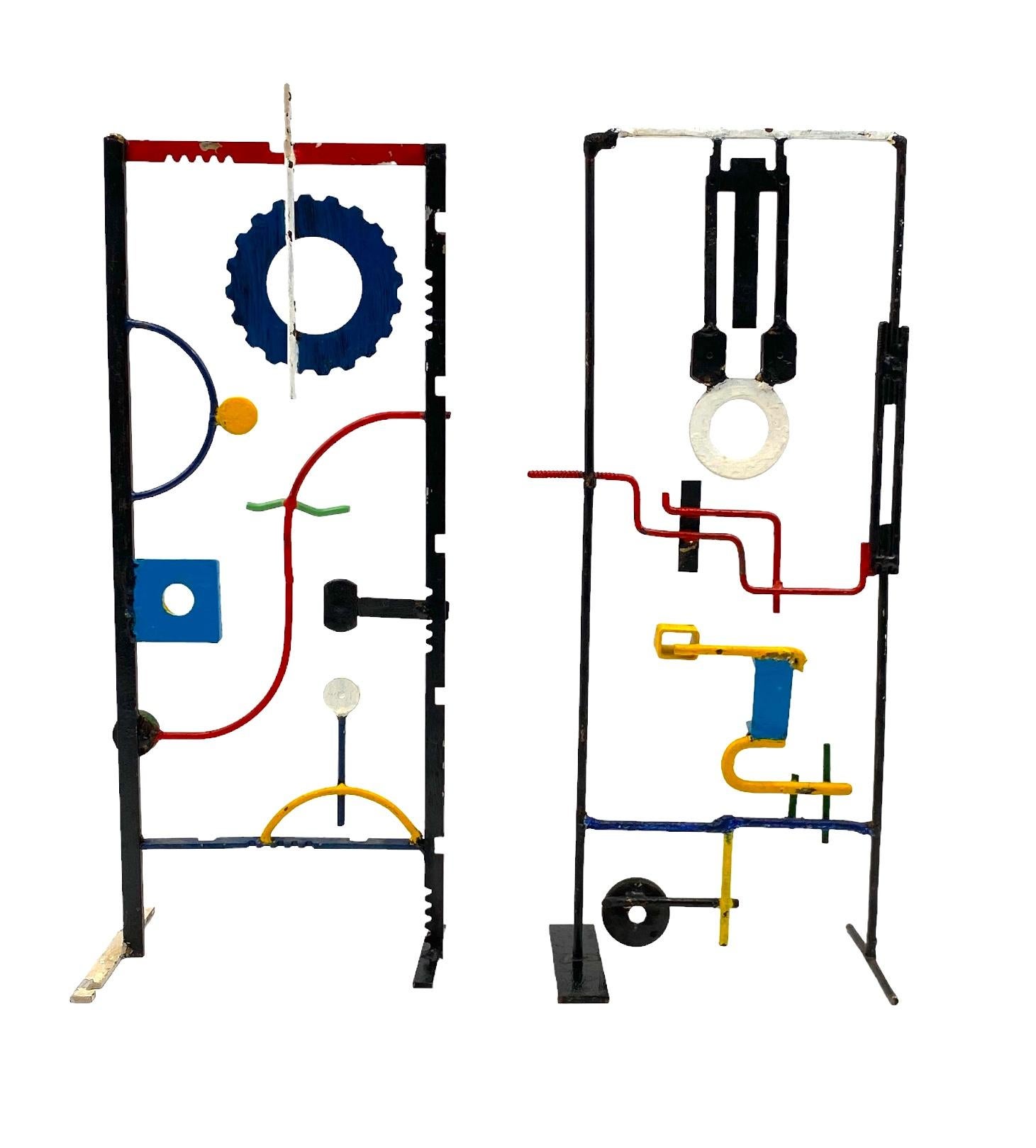 Modern abstract lacquered metal set of 2 sculptures, France ca. 1930 For Sale 2
