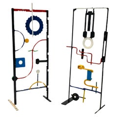 Modern abstract lacquered metal set of 2 sculptures, France ca. 1930