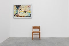 Paysage abstrait moderne, huile sur toile, signé, Belgique, 1982