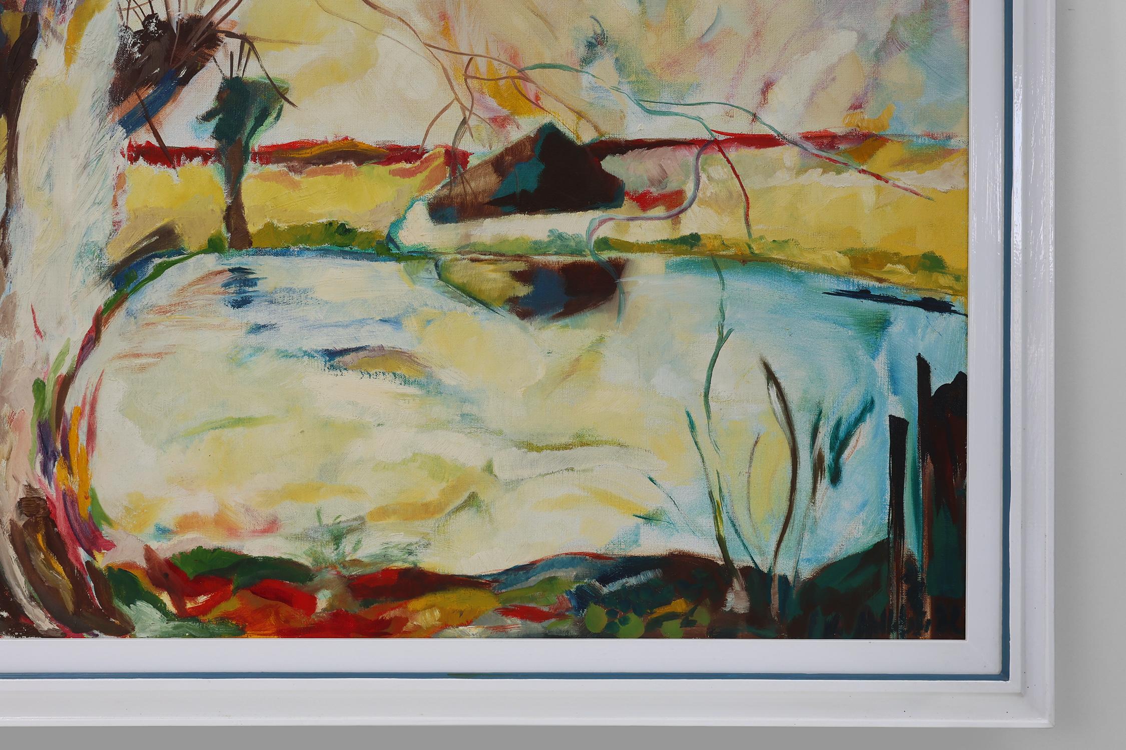 Modern Abstract Landscape, Oil on Canvas, Signed, Belgium, 1982 (Expressionismus) im Angebot