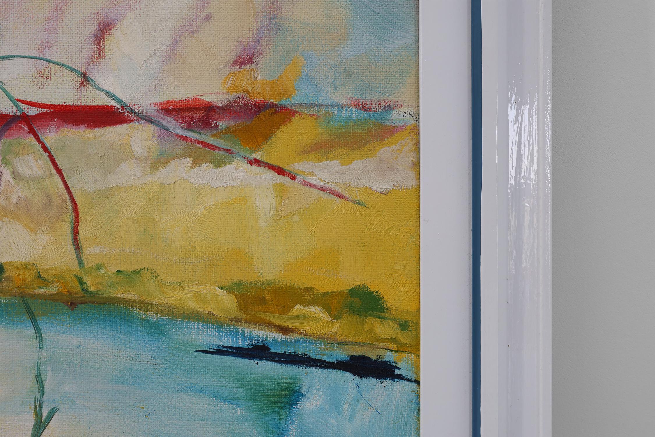 Modern Abstract Landscape, Oil on Canvas, Signed, Belgium, 1982 (Handbemalt) im Angebot