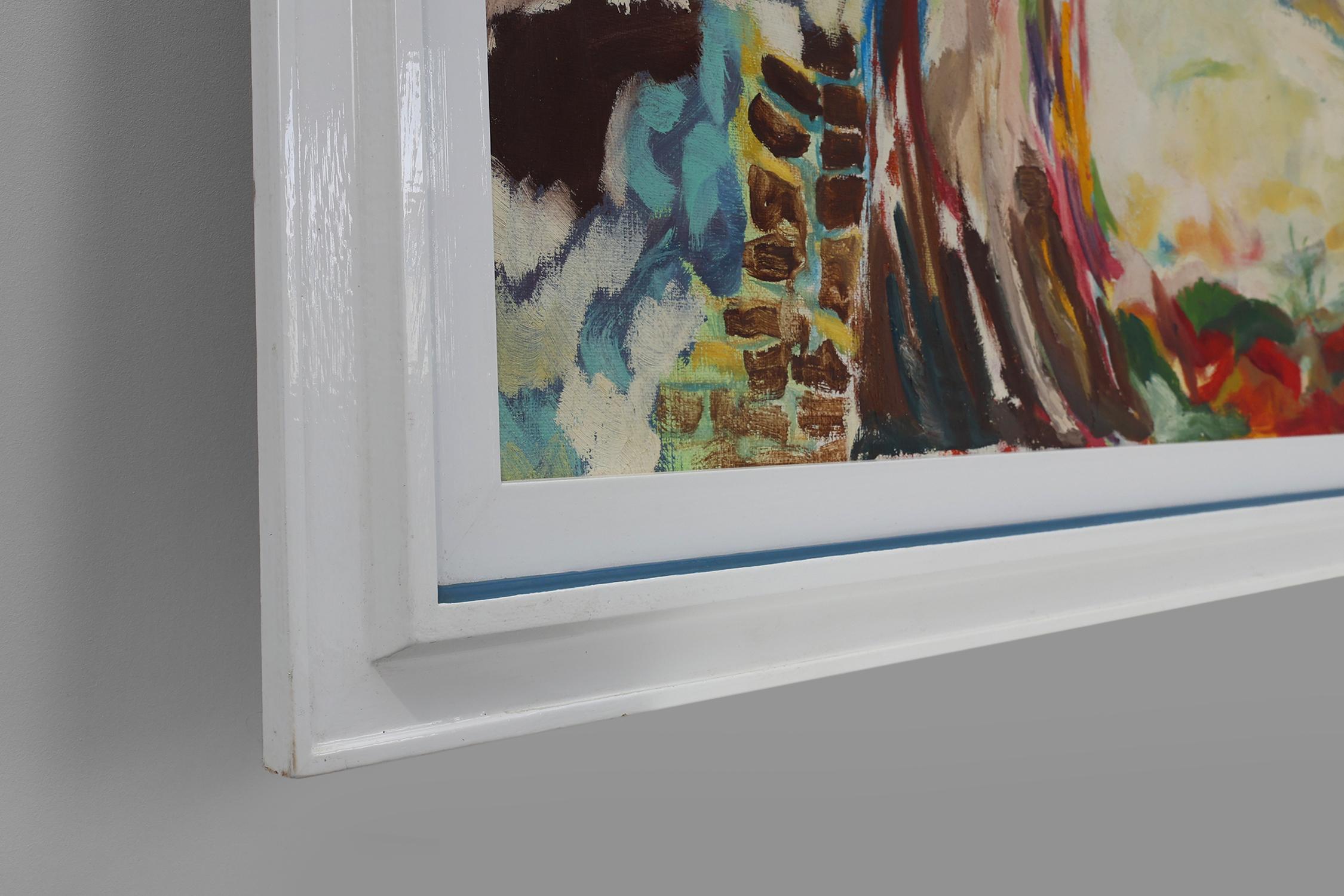 Modern Abstract Landscape, Oil on Canvas, Signed, Belgium, 1982 (Leinwand) im Angebot