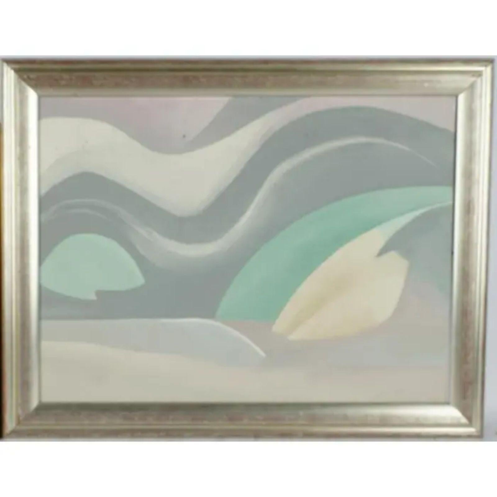 Modern Abstract Landscape Painting by Barbara Beretich, Silver Wide, 1980s In Good Condition For Sale In LOS ANGELES, CA