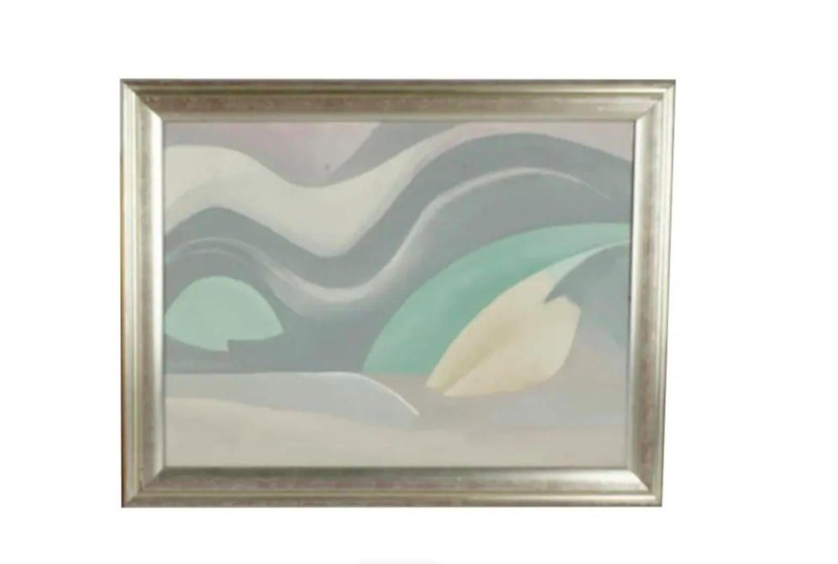 20th Century Modern Abstract Landscape Painting by Barbara Beretich, Silver Wide, 1980s For Sale