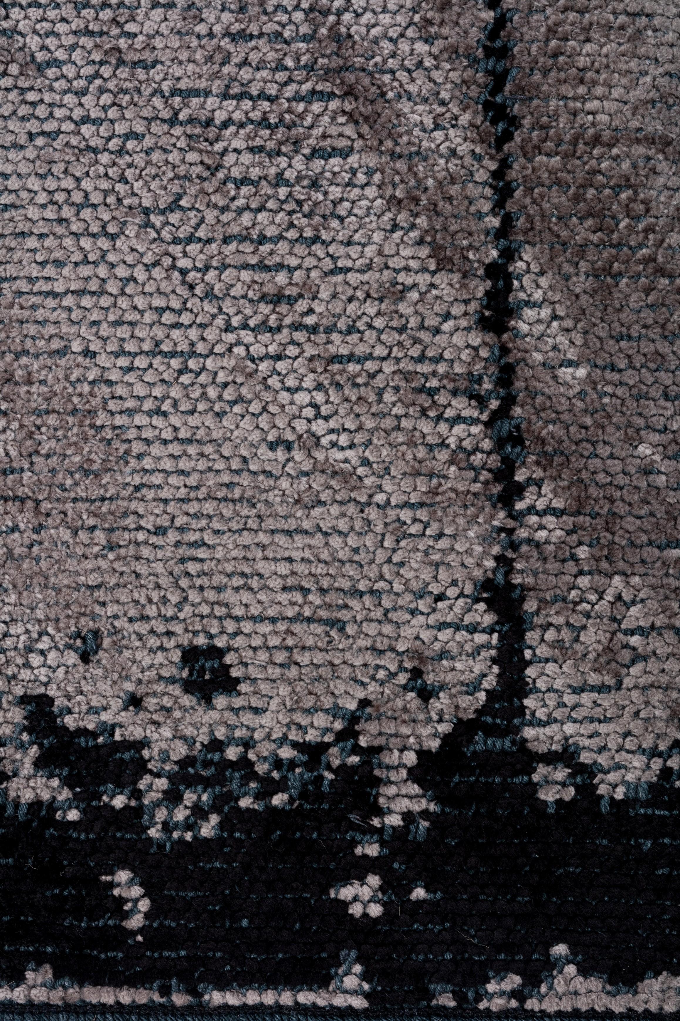 En venta: Alfombra de lujo abstracta moderna  (Gris) 5