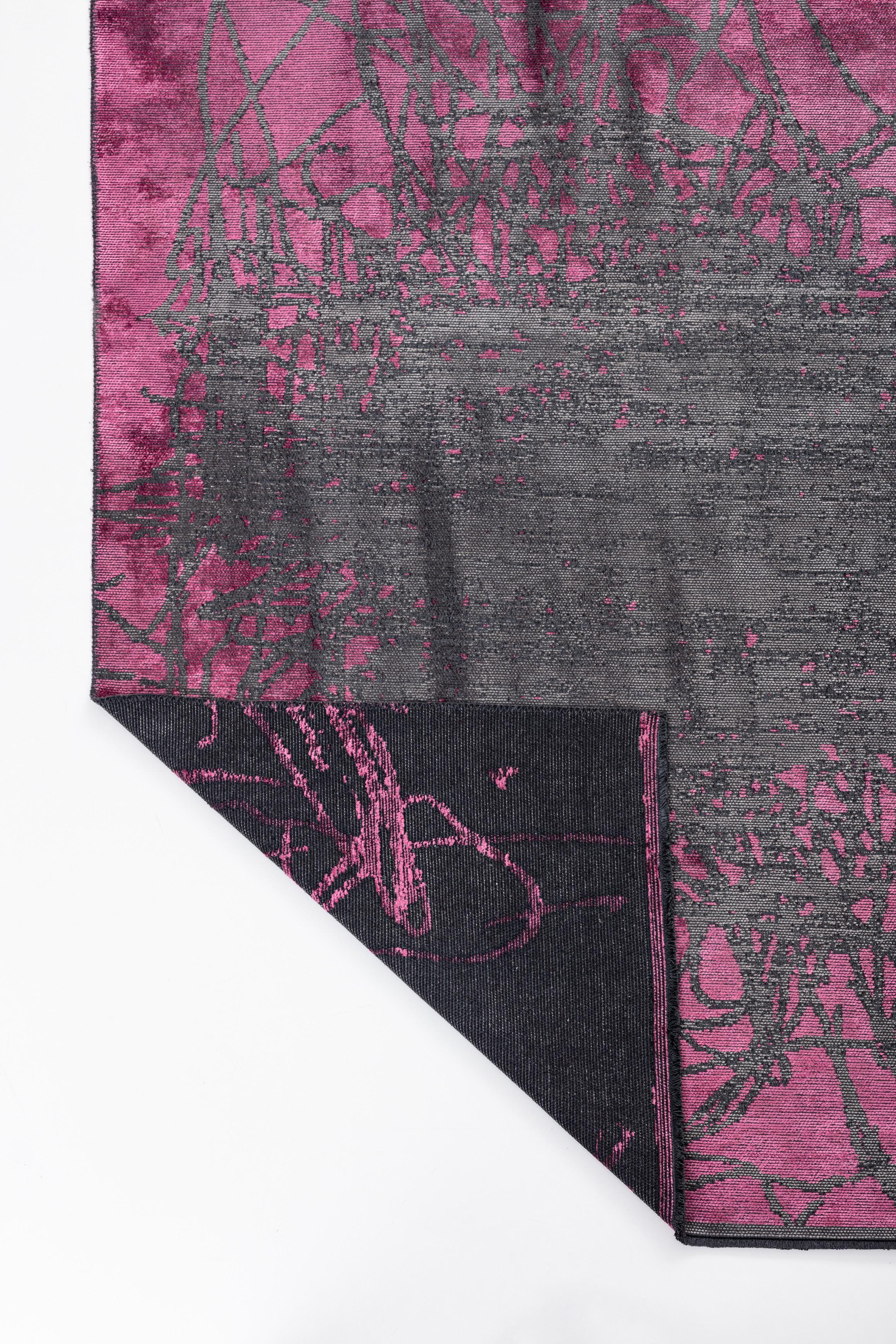 Im Angebot: Modern  Abstrakter luxuriöser Vorleger,  (Pink) 3
