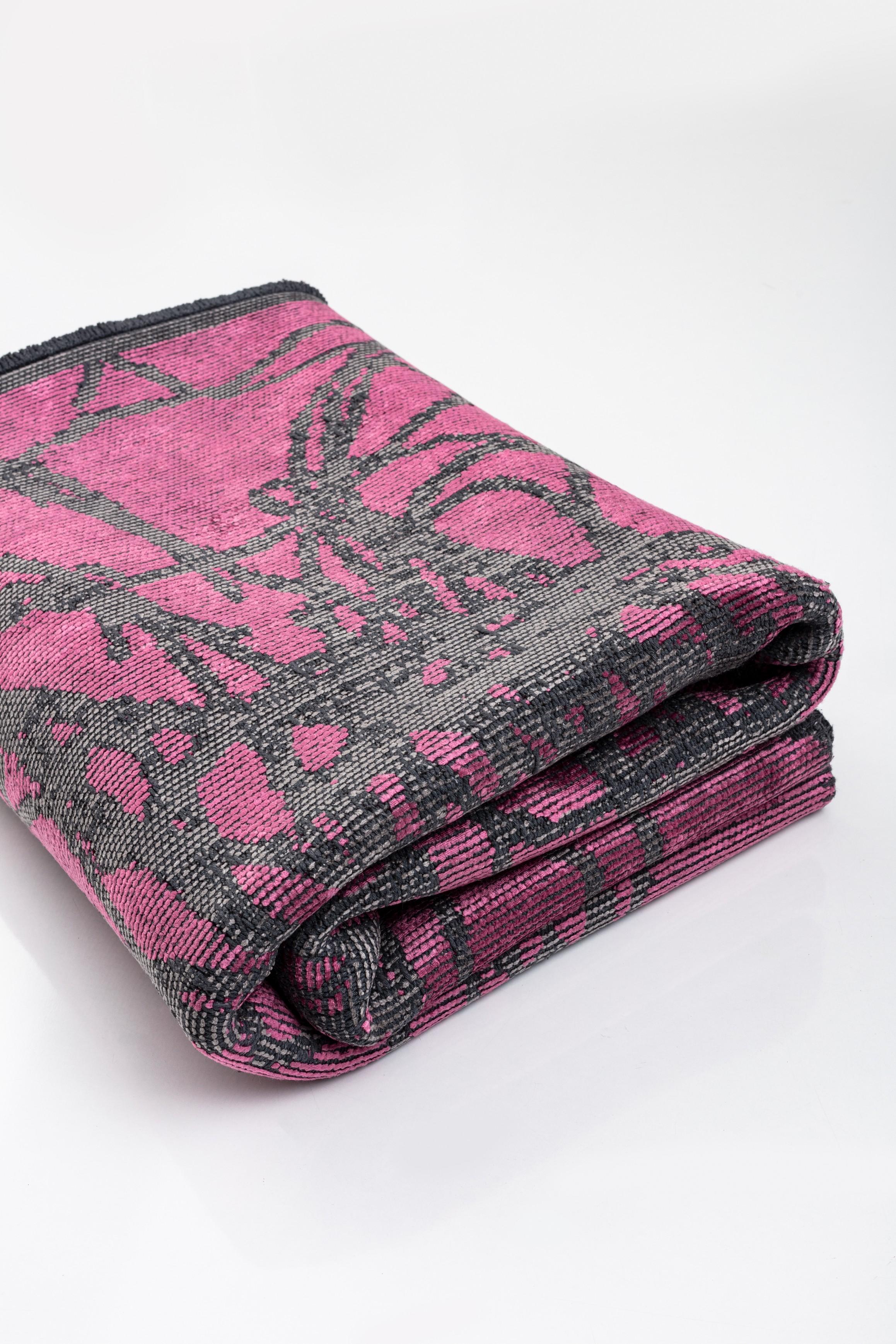 Im Angebot: Modern  Abstrakter luxuriöser Vorleger,  (Pink) 4