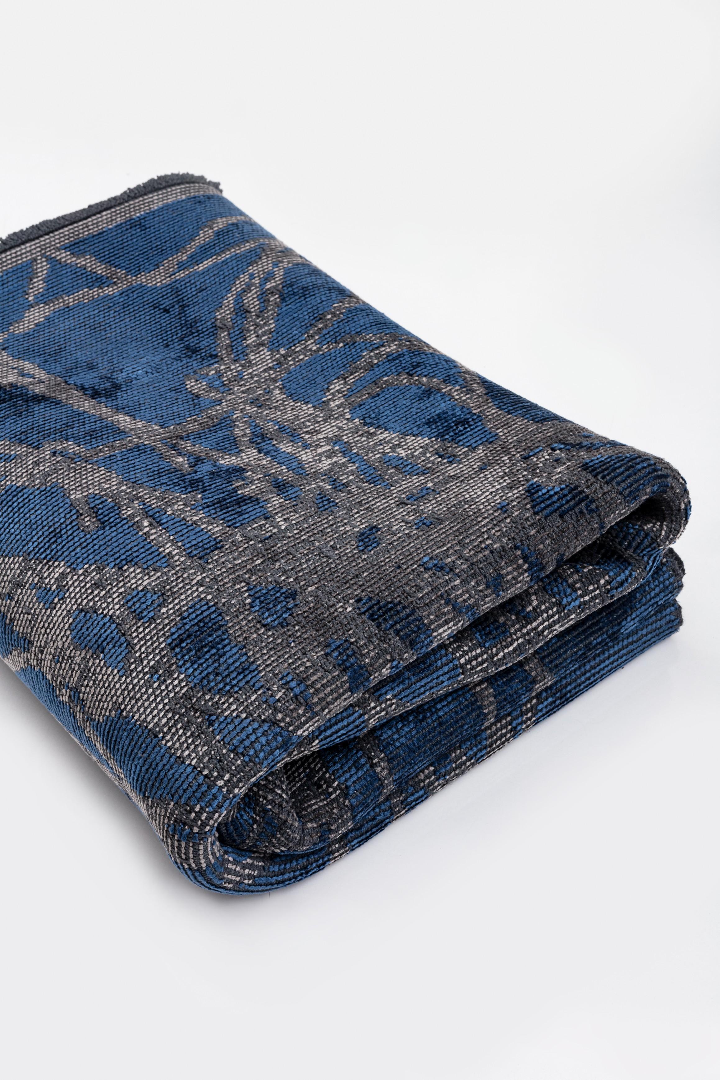 Im Angebot: Modern  Abstrakter luxuriöser Vorleger,  (Blau) 4