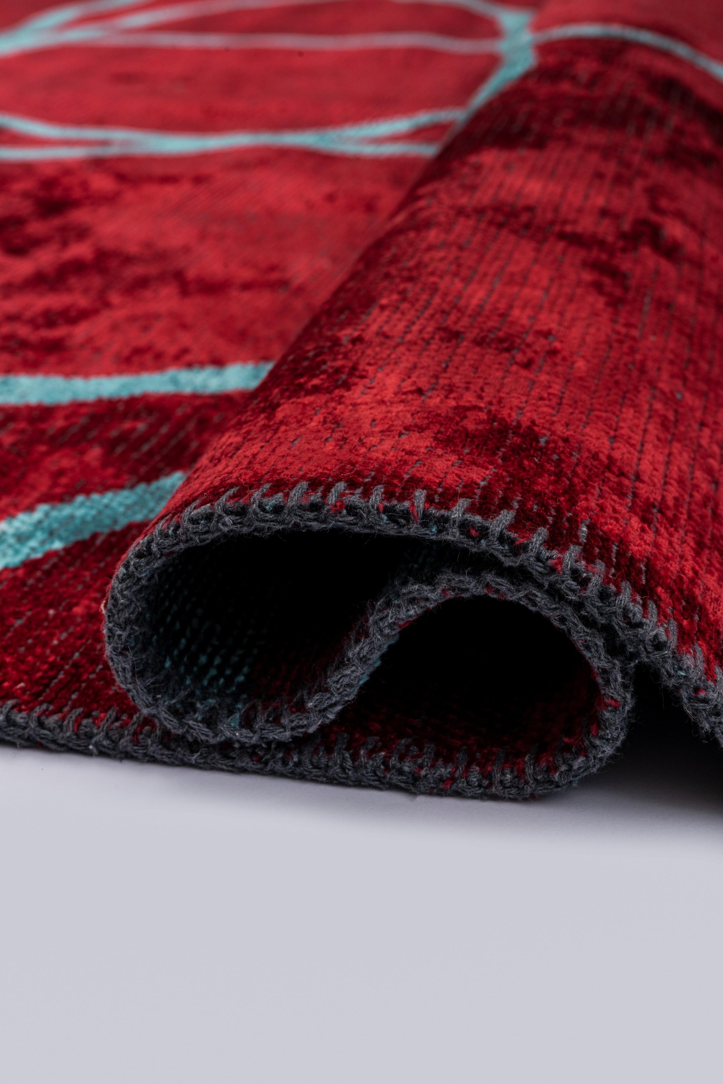 En vente :  (Rouge) Tapis de luxe abstrait moderne 2
