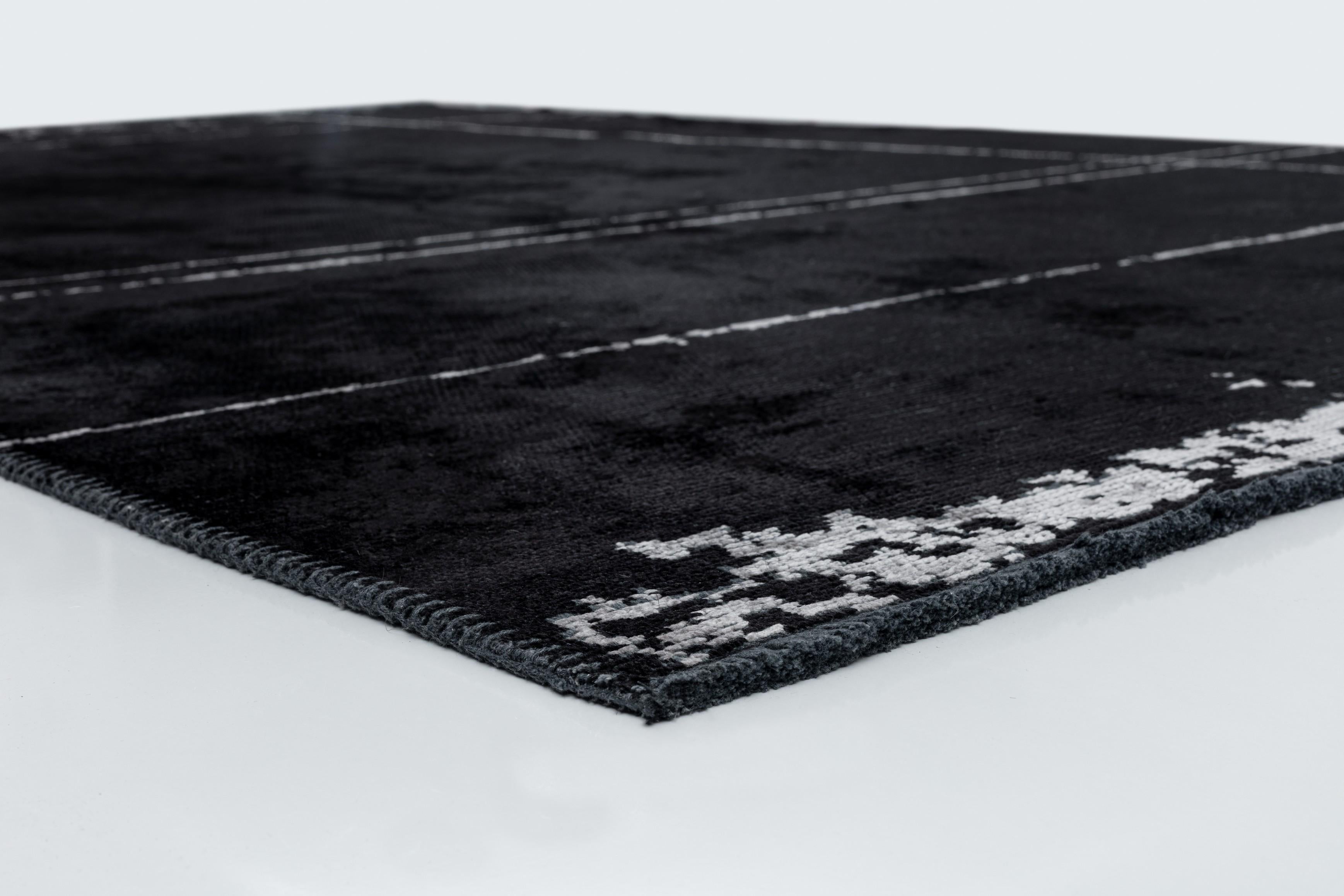 En venta: Alfombra de lujo abstracta moderna  (Negro) 4