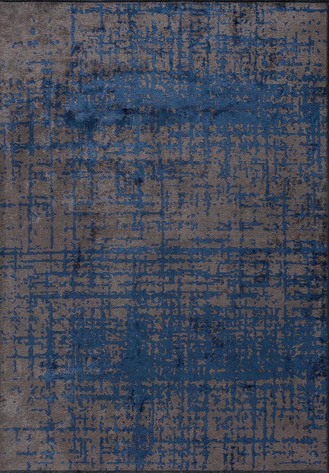 in vendita:  (Blu) Tappeto di lusso moderno astratto rifinito a mano