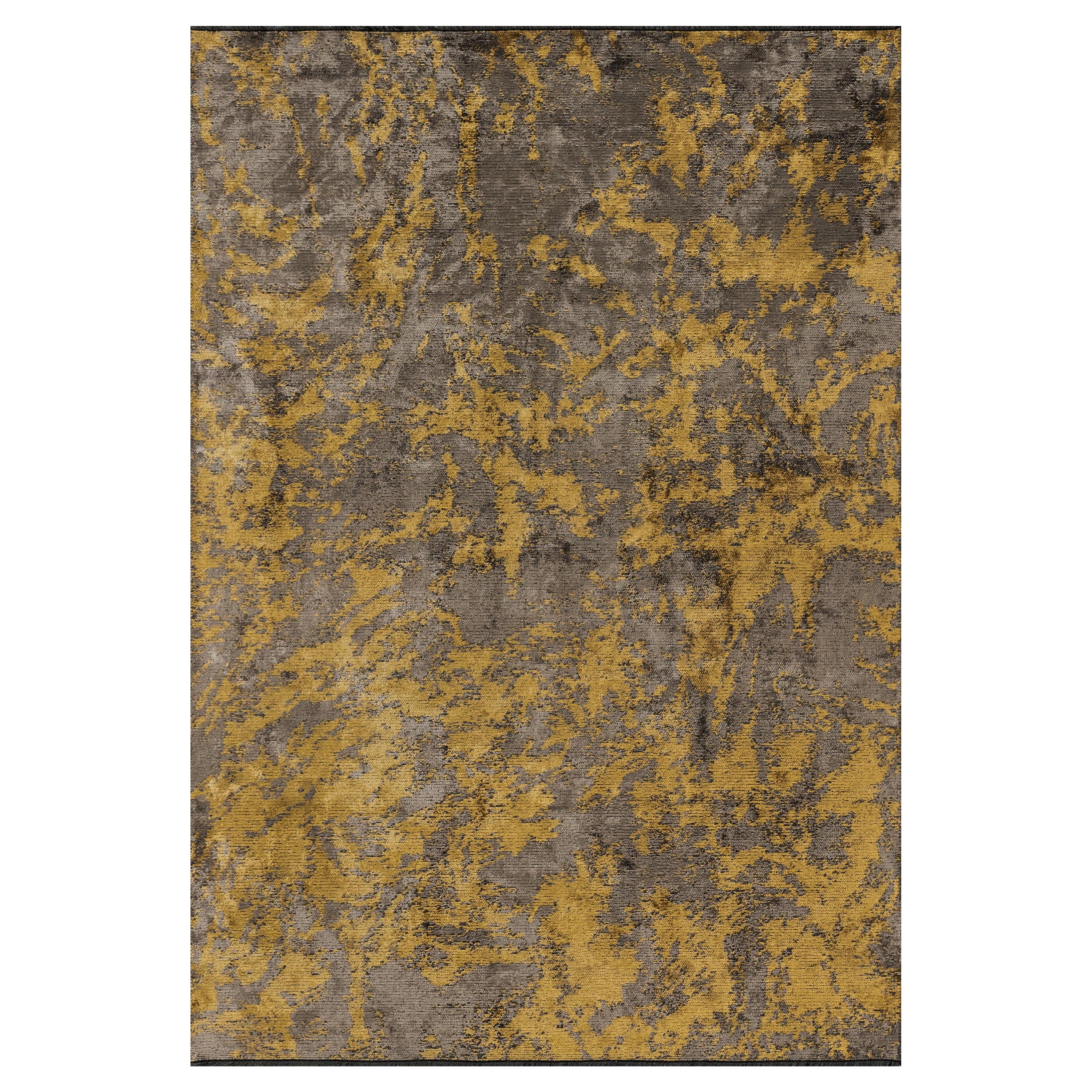En venta: Alfombra Abstracta Moderna de Lujo Acabada a Mano  (Oro)