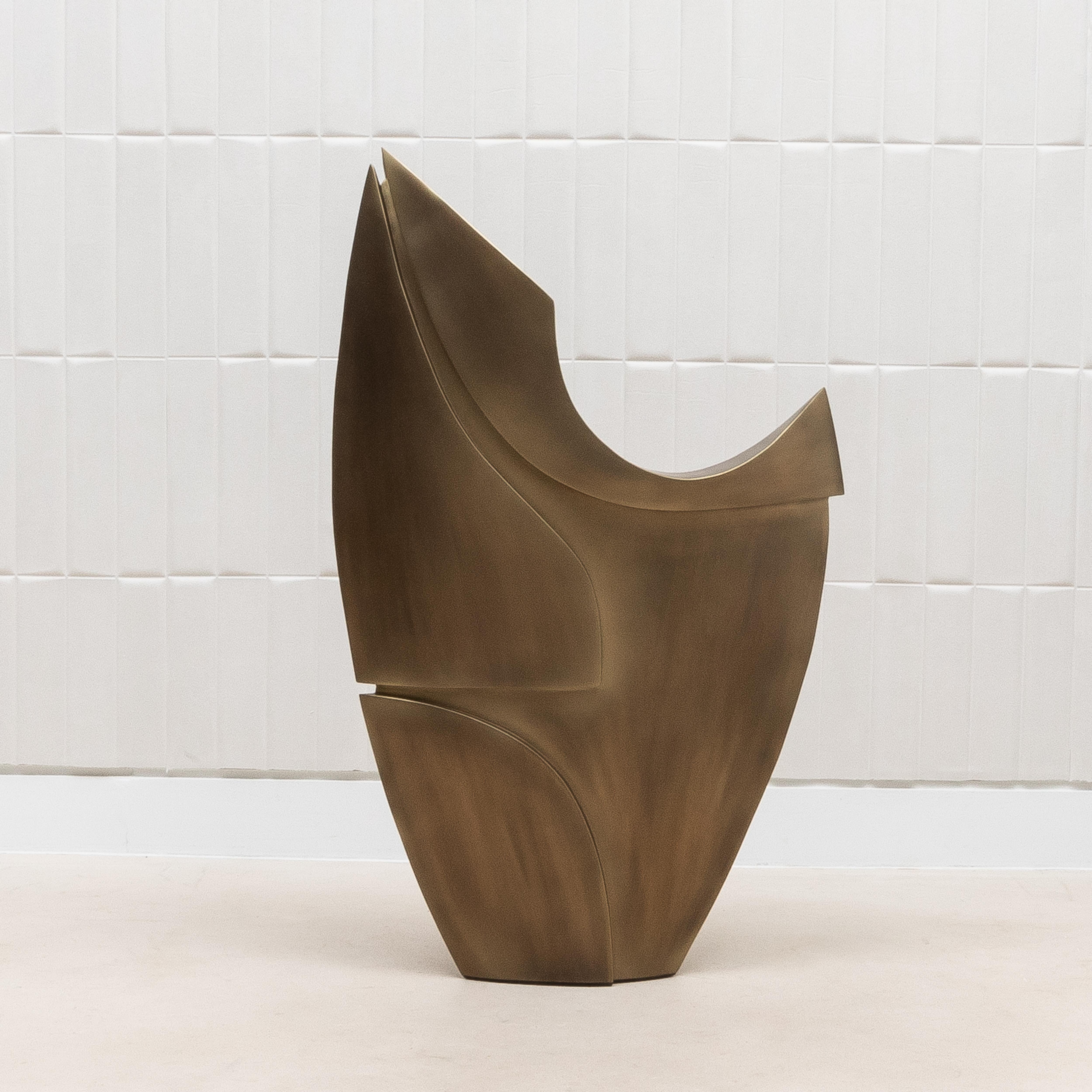 Abstrakte moderne M-Skulptur aus Bronze mit Patina-Messing von Patrick Coard Paris im Angebot 3