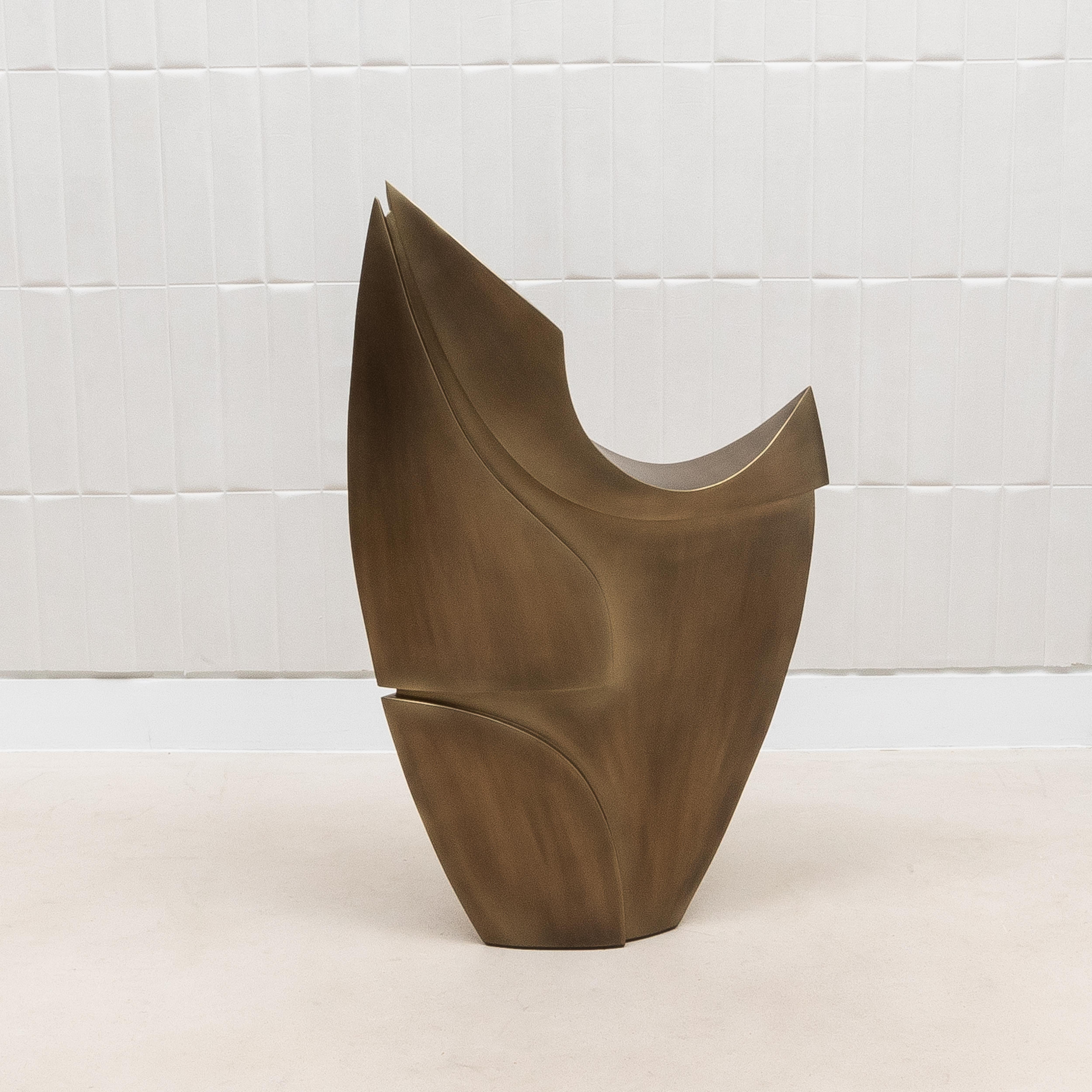 Abstrakte moderne M-Skulptur aus Bronze mit Patina-Messing von Patrick Coard Paris im Angebot 2