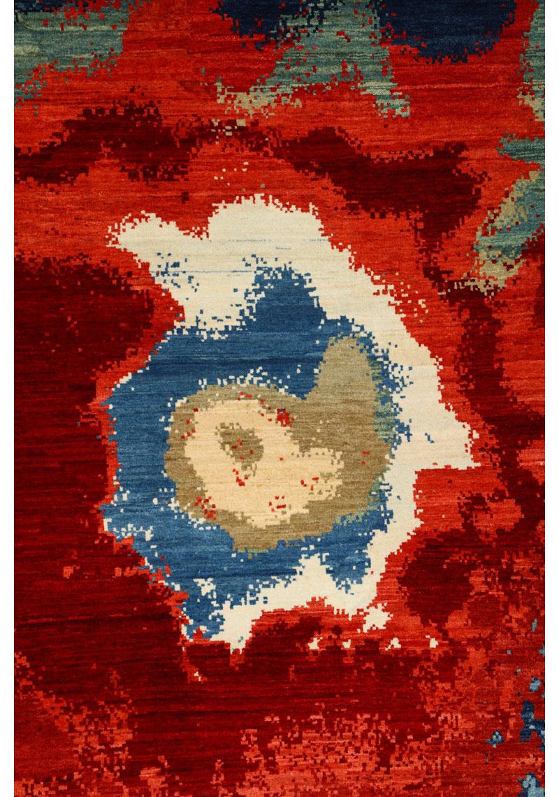 Moderner abstrakter persischer Magma-Wollteppich in Rot- und Blautönen, 10' x 14' (21. Jahrhundert und zeitgenössisch) im Angebot