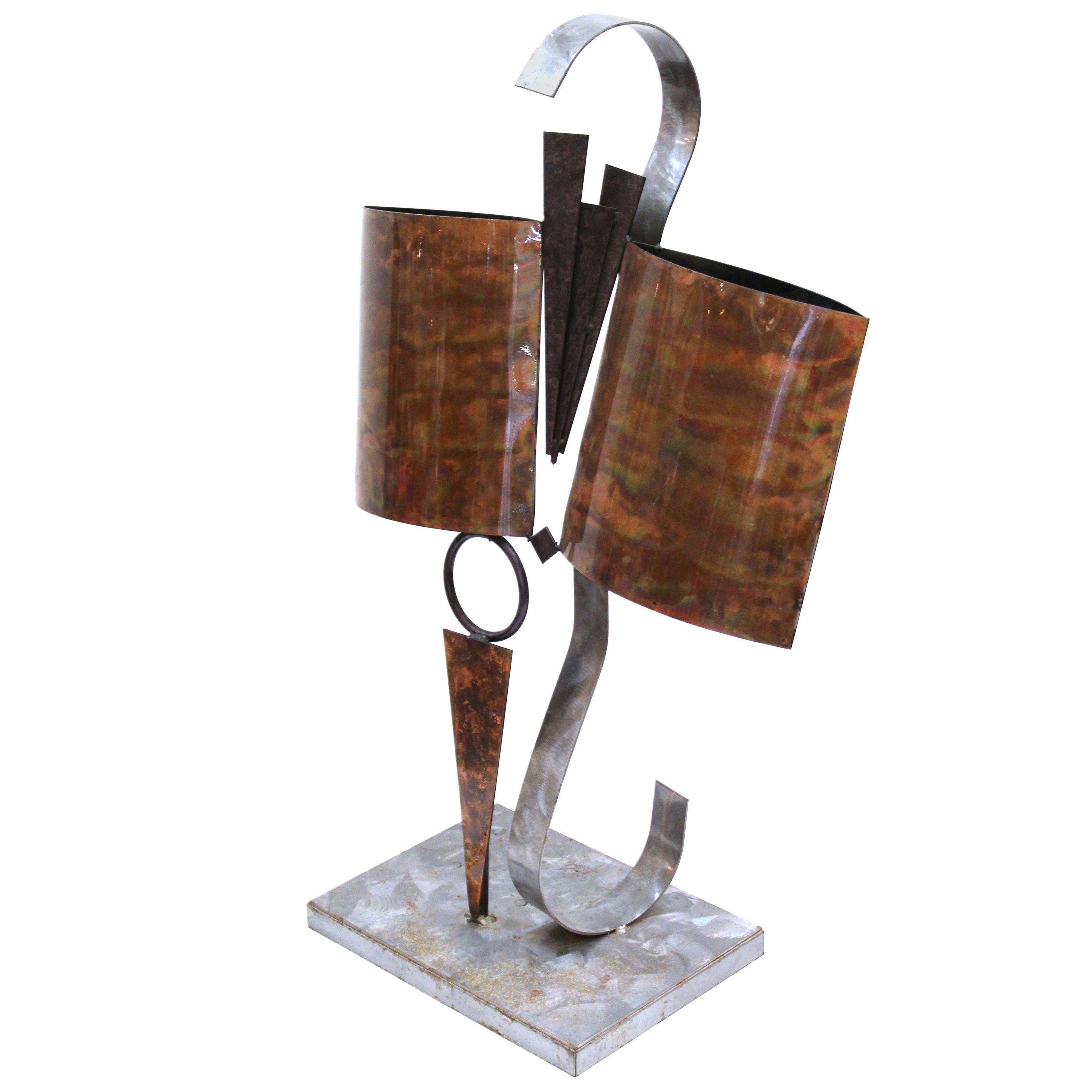 Sculpture de plateau de table moderne abstraite en métal