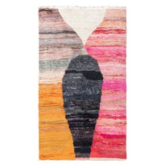 Tapis marocain abstrait moderne de couleur ivoire, noué à la main, « Umbra », par Doris Leslie Blau