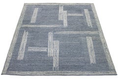 Modern Abstract Moroccan Style Wool Rug In Light Blue By Apadana
